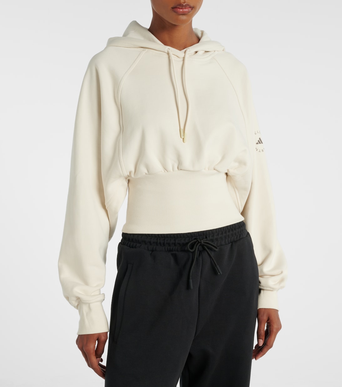 Sweat-shirt à capuche raccourci en coton | Adidas by Stella McCartney