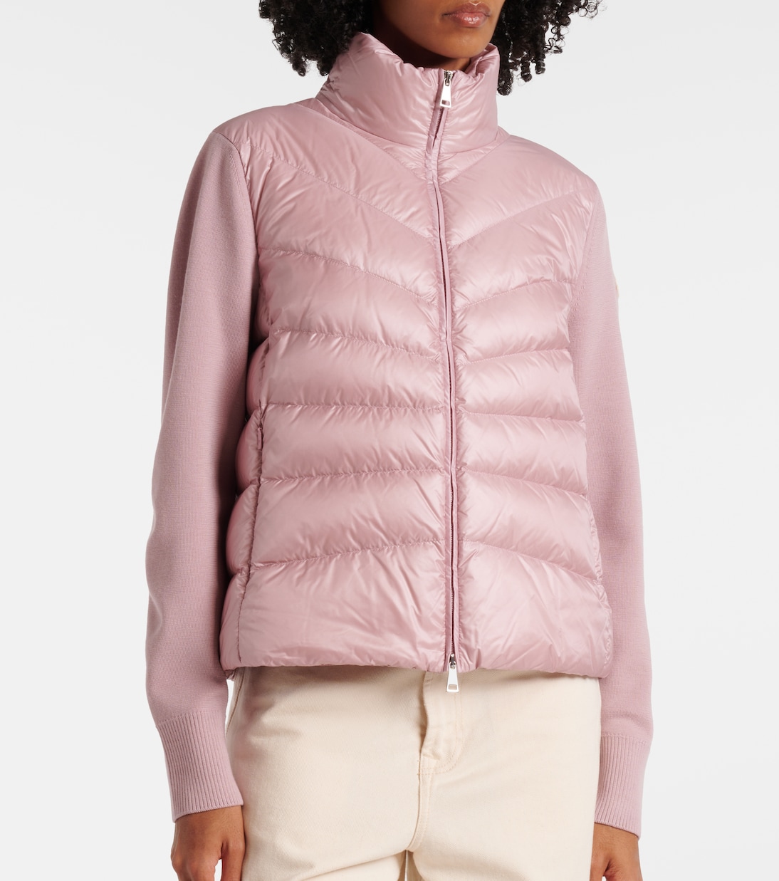 Cárdigan de lana virgen con paneles de plumas | Moncler