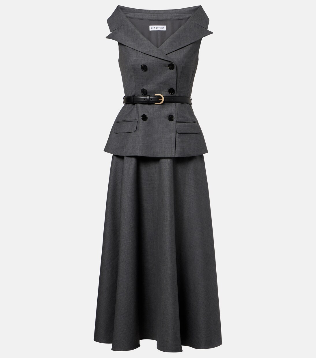 Robe midi en laine mélangée | Self-Portrait