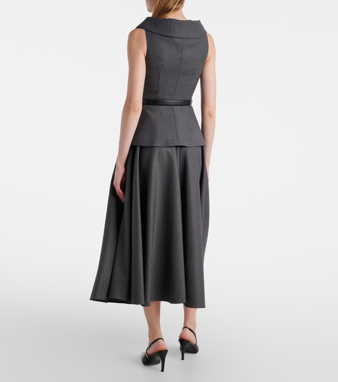 Robe midi en laine mélangée | Self-Portrait