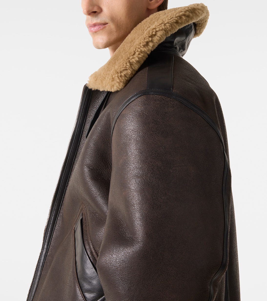 Shearling-lined leather jacket | Lemaire