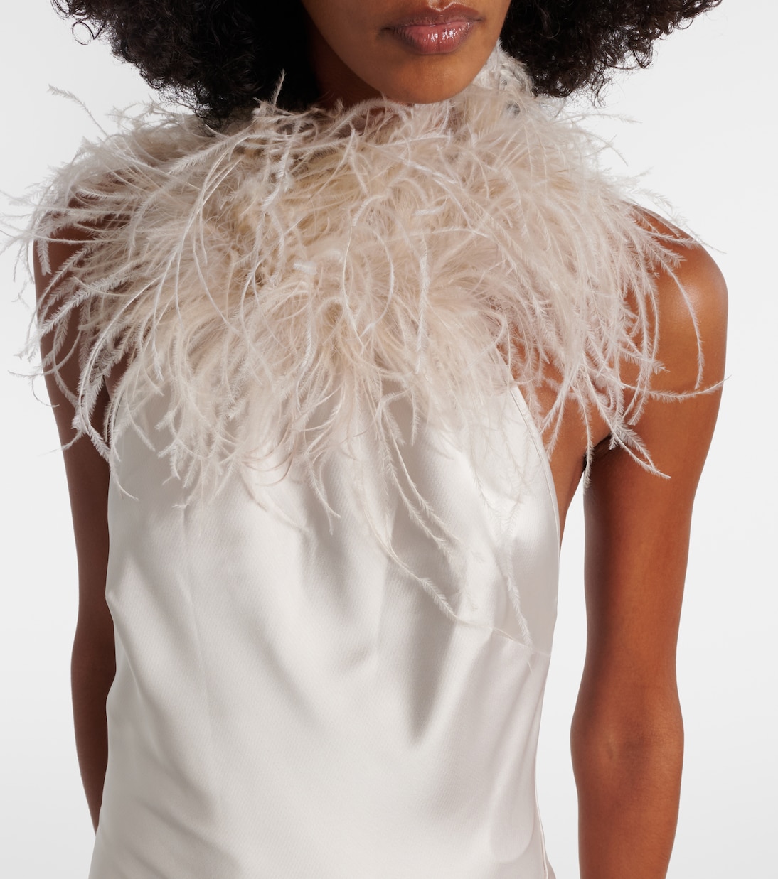 Jazzy feather-trimmed satin gown | The New Arrivals Ilkyaz Ozel