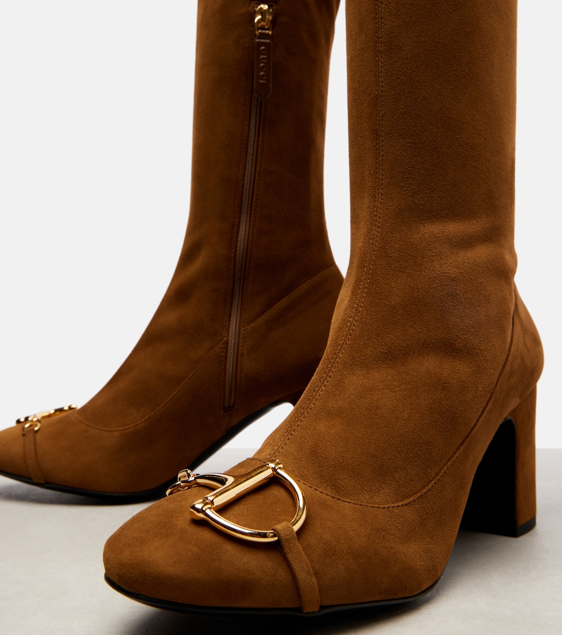 Stiefel Alfa Horsebit 75 aus Veloursleder | Gucci