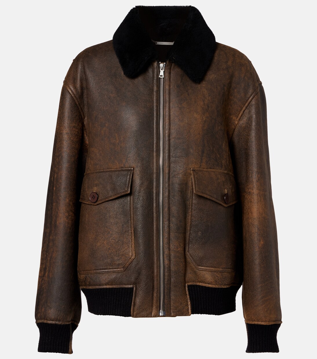 Bomberjacke Anton aus Leder mit Shearling | Nour Hammour