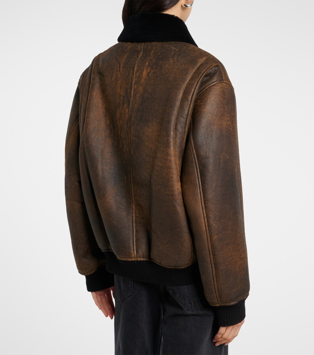 Bomberjacke Anton aus Leder mit Shearling | Nour Hammour