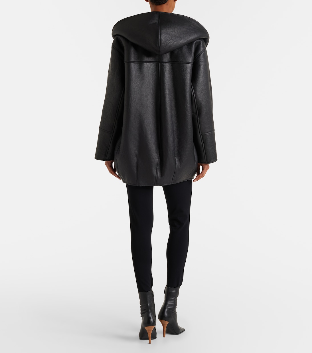 Mantel aus Leder mit Shearling | Alaïa