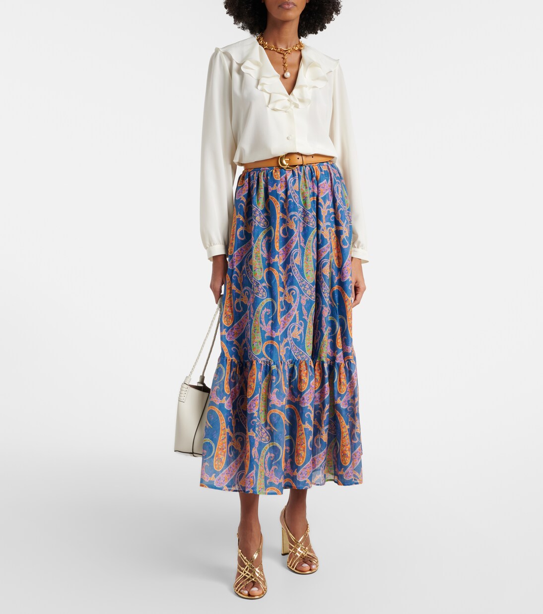 涡纹棉质与真丝加长半身裙 | Etro