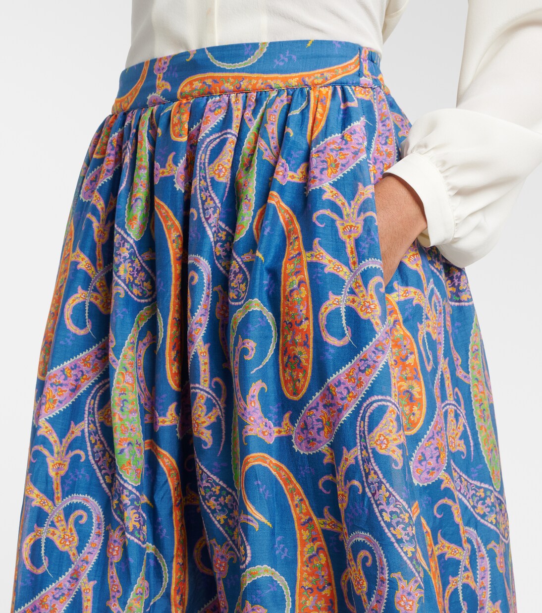 涡纹棉质与真丝加长半身裙 | Etro