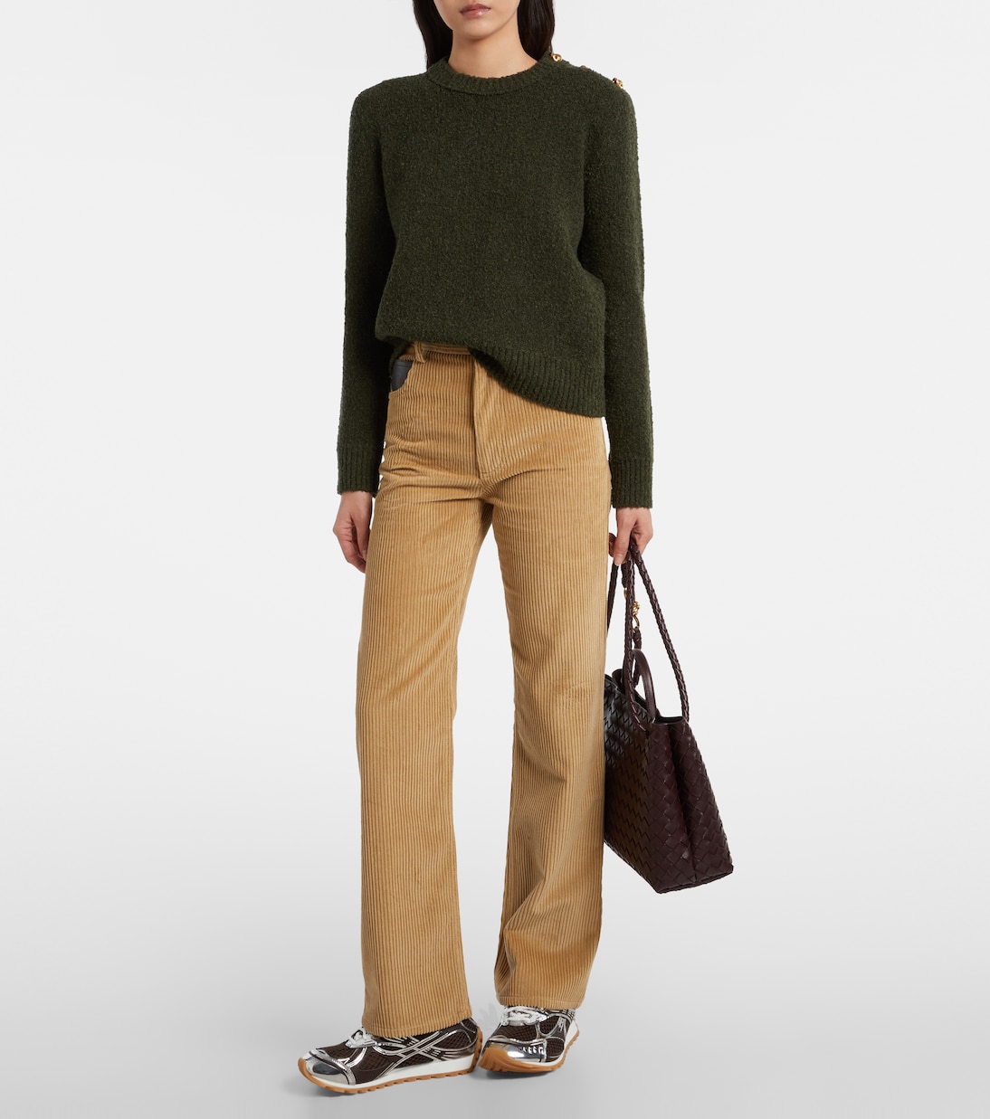 Orbit leather-trimmed sneakers | Bottega Veneta
