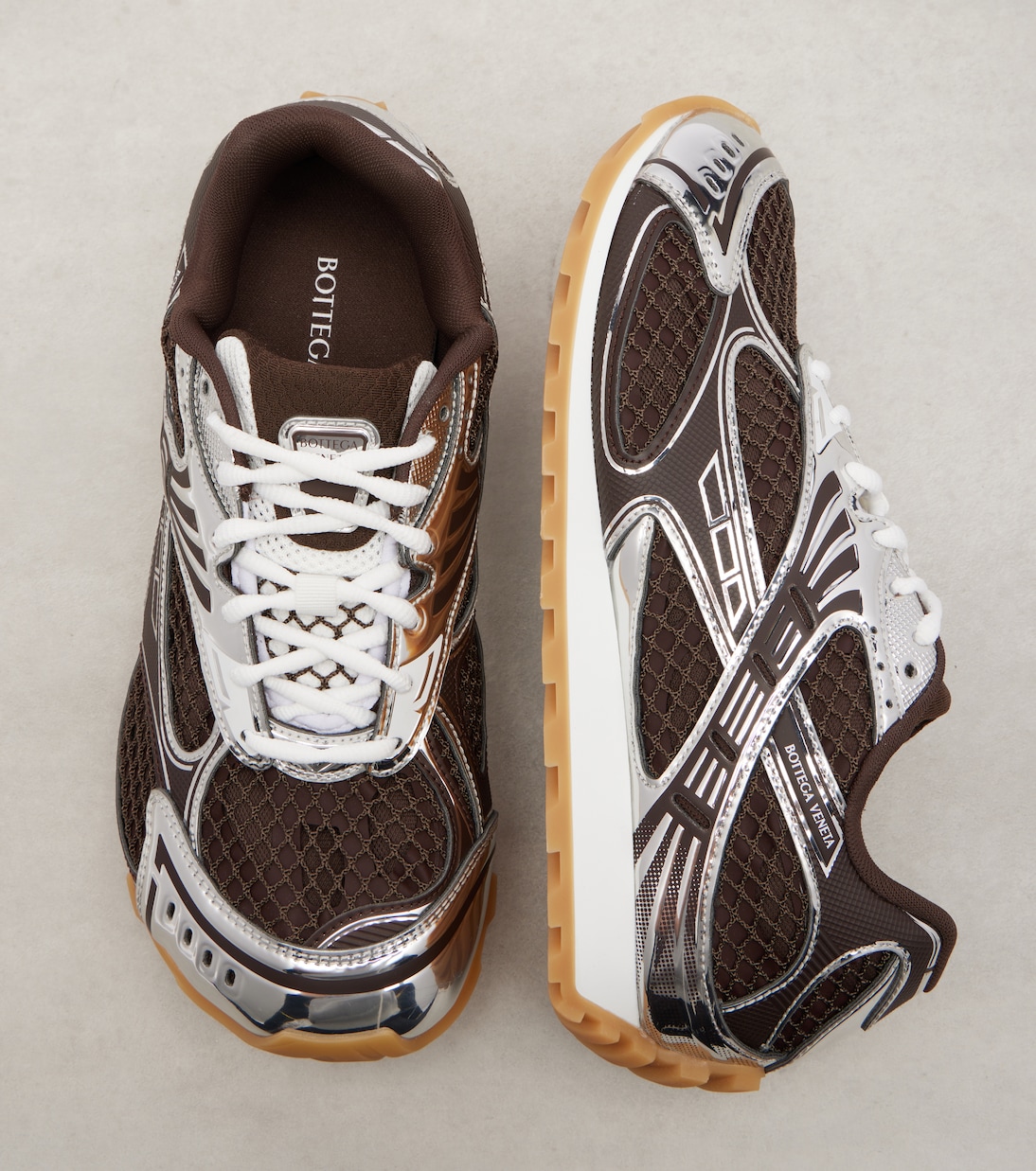 Orbit leather-trimmed sneakers | Bottega Veneta