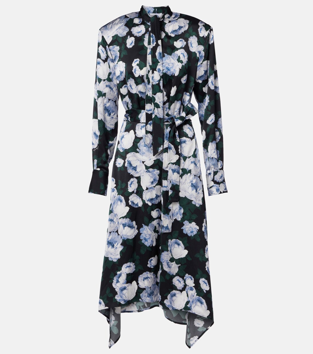 Floral tie-neck satin midi dress | Stella McCartney