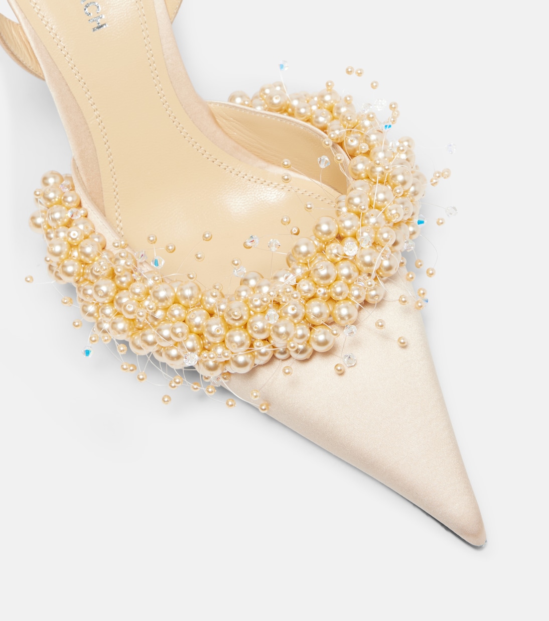 Pumps slingback Floating Pearls 85 in raso | Mach & Mach