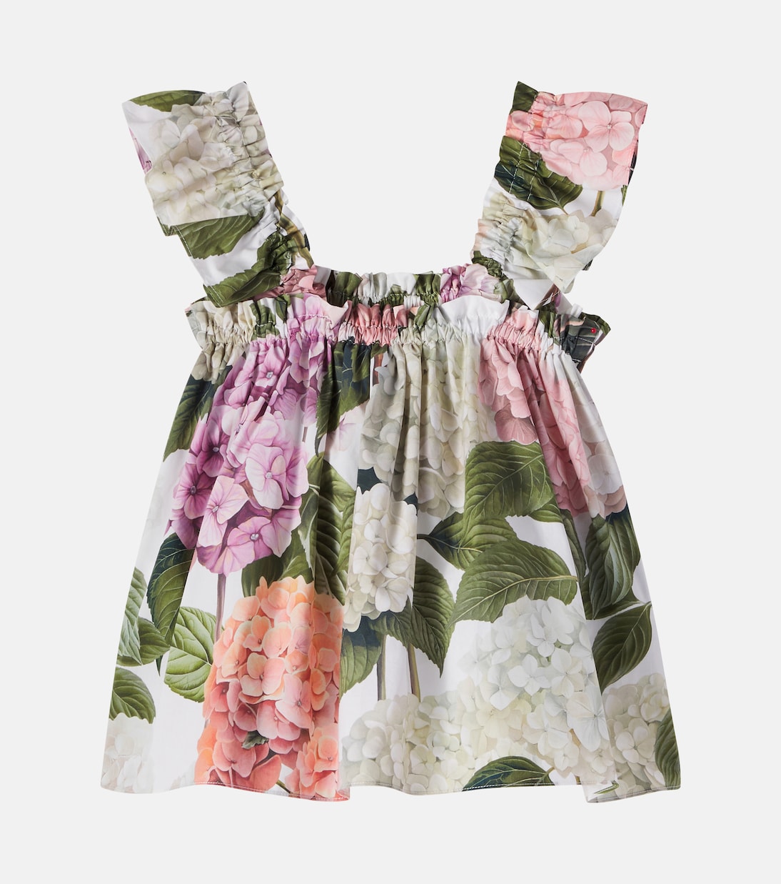 Floral ruffled cotton poplin top | Dolce&Gabbana Kids
