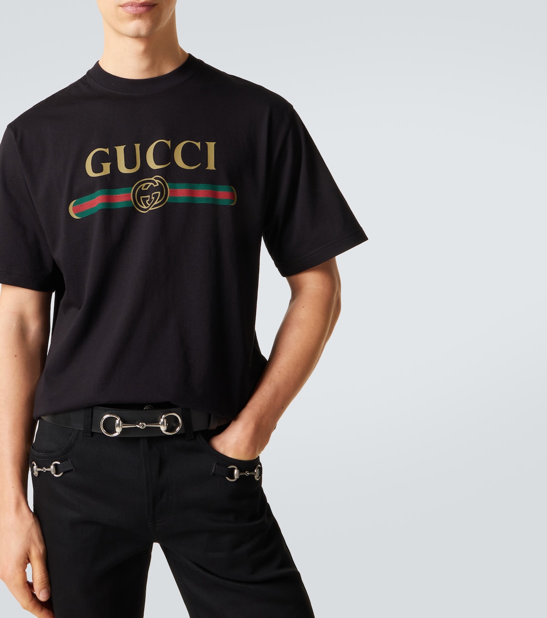 Logo cotton and silk jersey T-shirt | Gucci