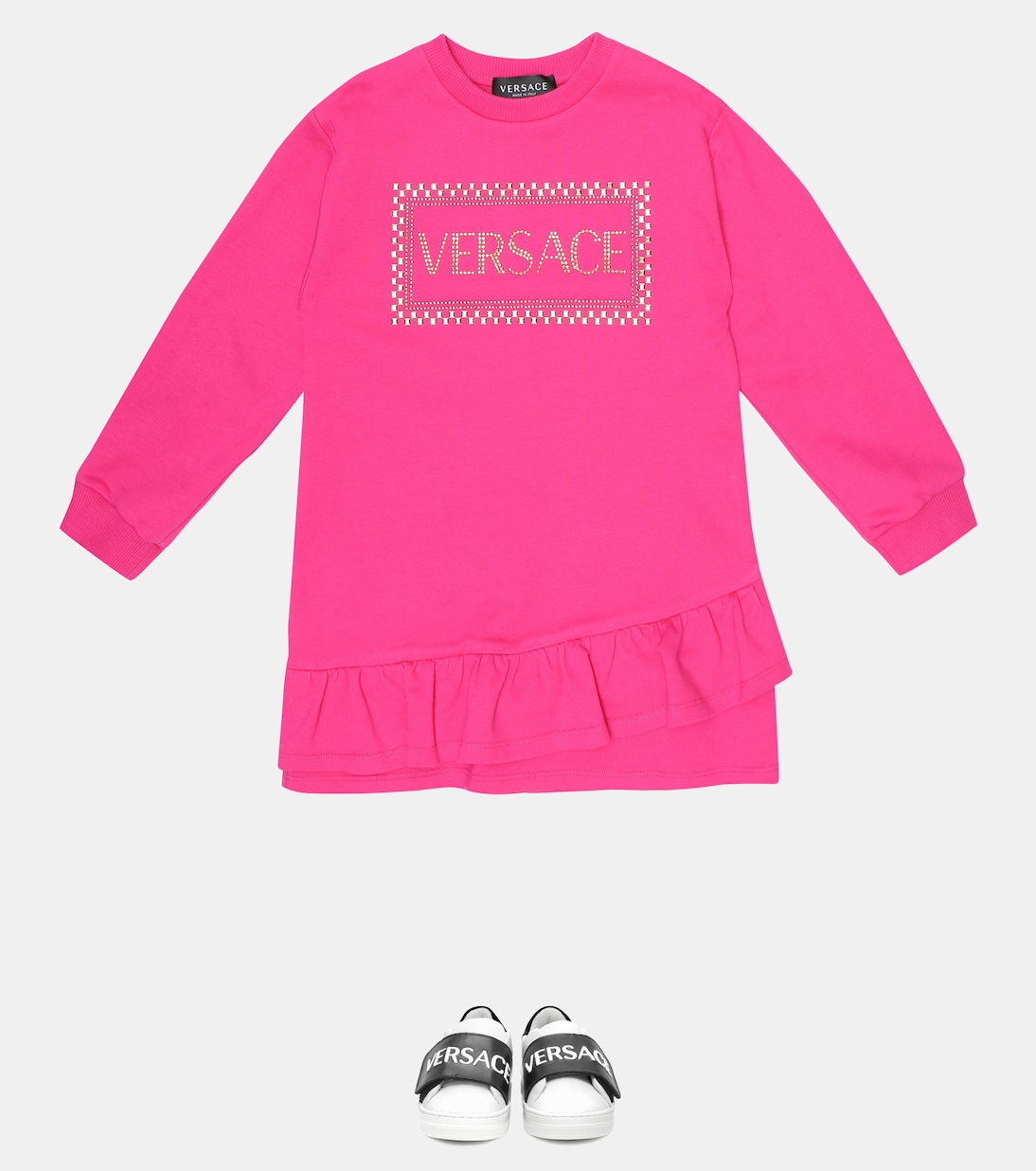 Abito in cotone con stampa | Versace Kids