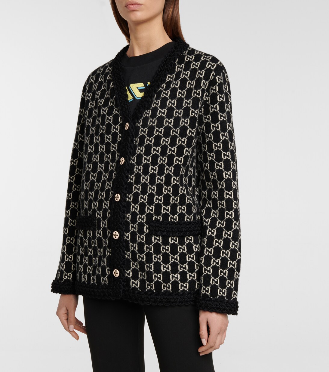 Cardigan GG aus Wolle in Schwarz Gucci Mytheresa