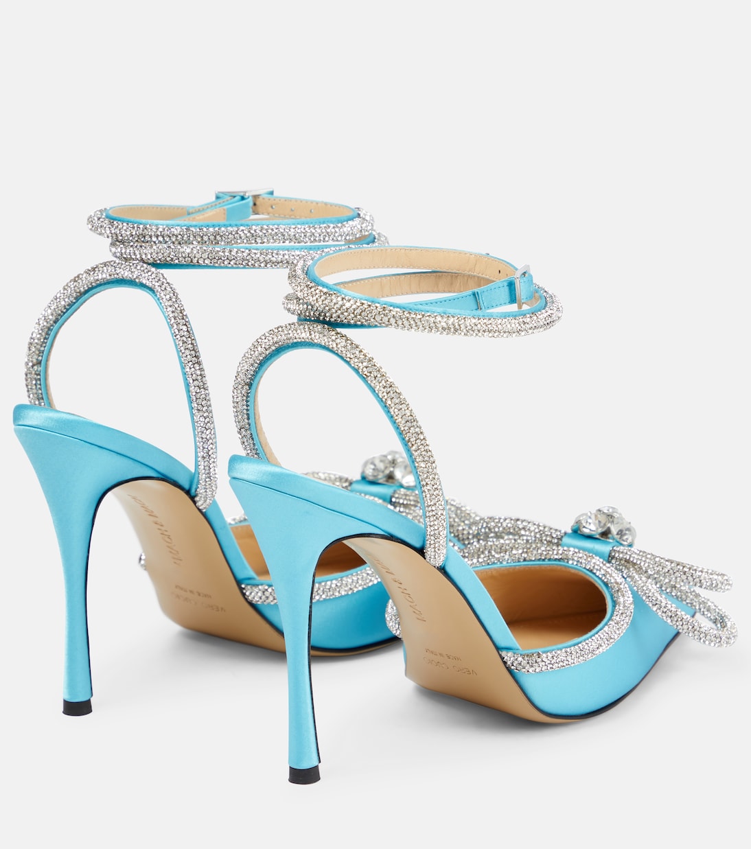 Double Bow embellished satin pumps | Mach & Mach