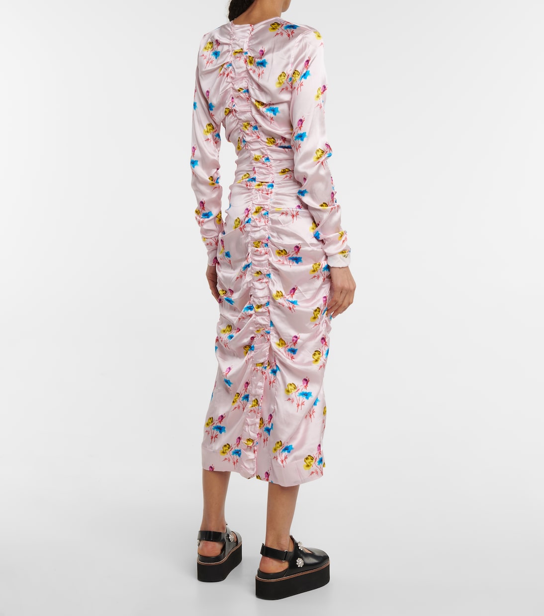Floral silk-blend satin midi dress | Ganni