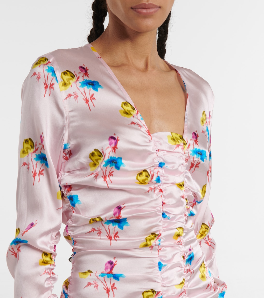 Floral silk-blend satin midi dress | Ganni