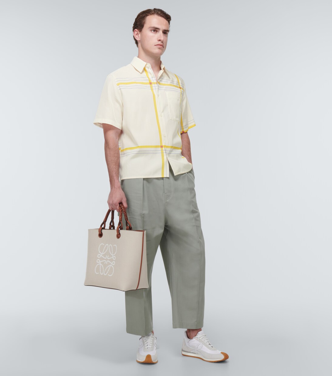 Camisa de seda y algodón a cuadros | Loewe