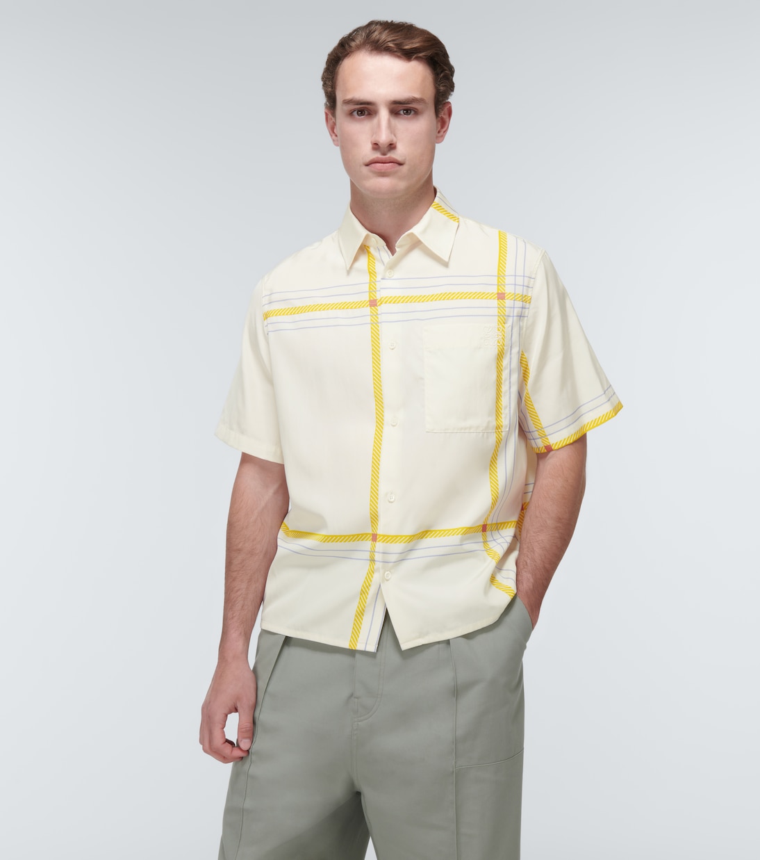 Camisa de seda y algodón a cuadros | Loewe