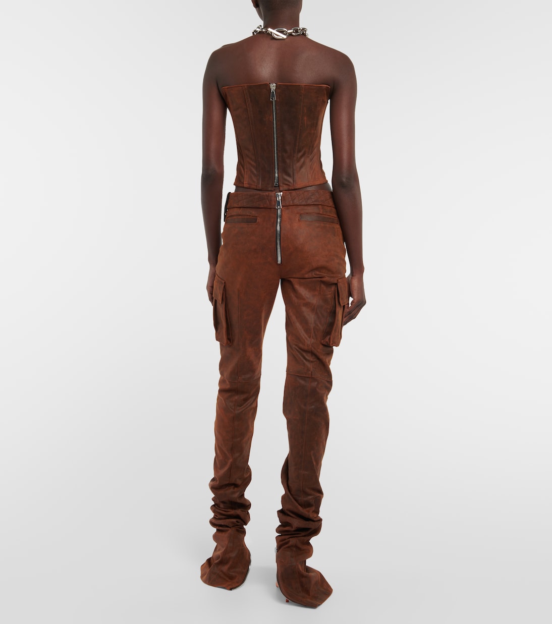 High-rise straight leather pants | LaQuan Smith