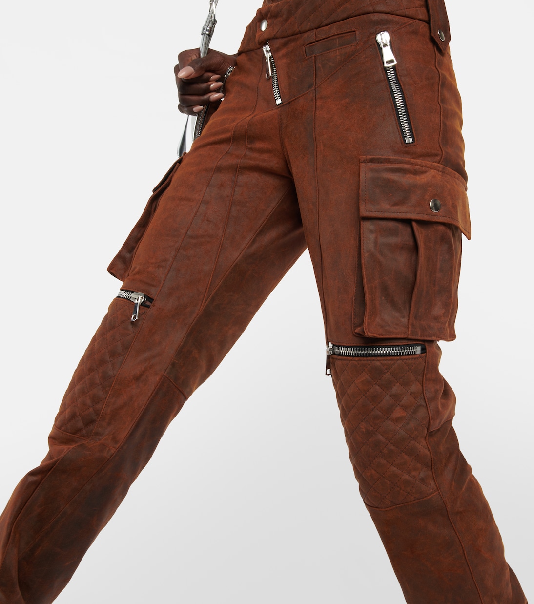 High-rise straight leather pants | LaQuan Smith