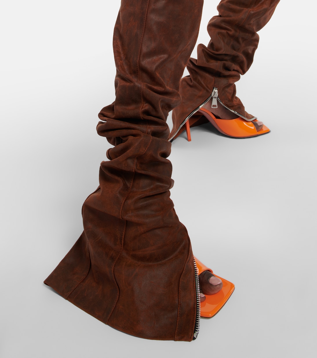 High-rise straight leather pants | LaQuan Smith