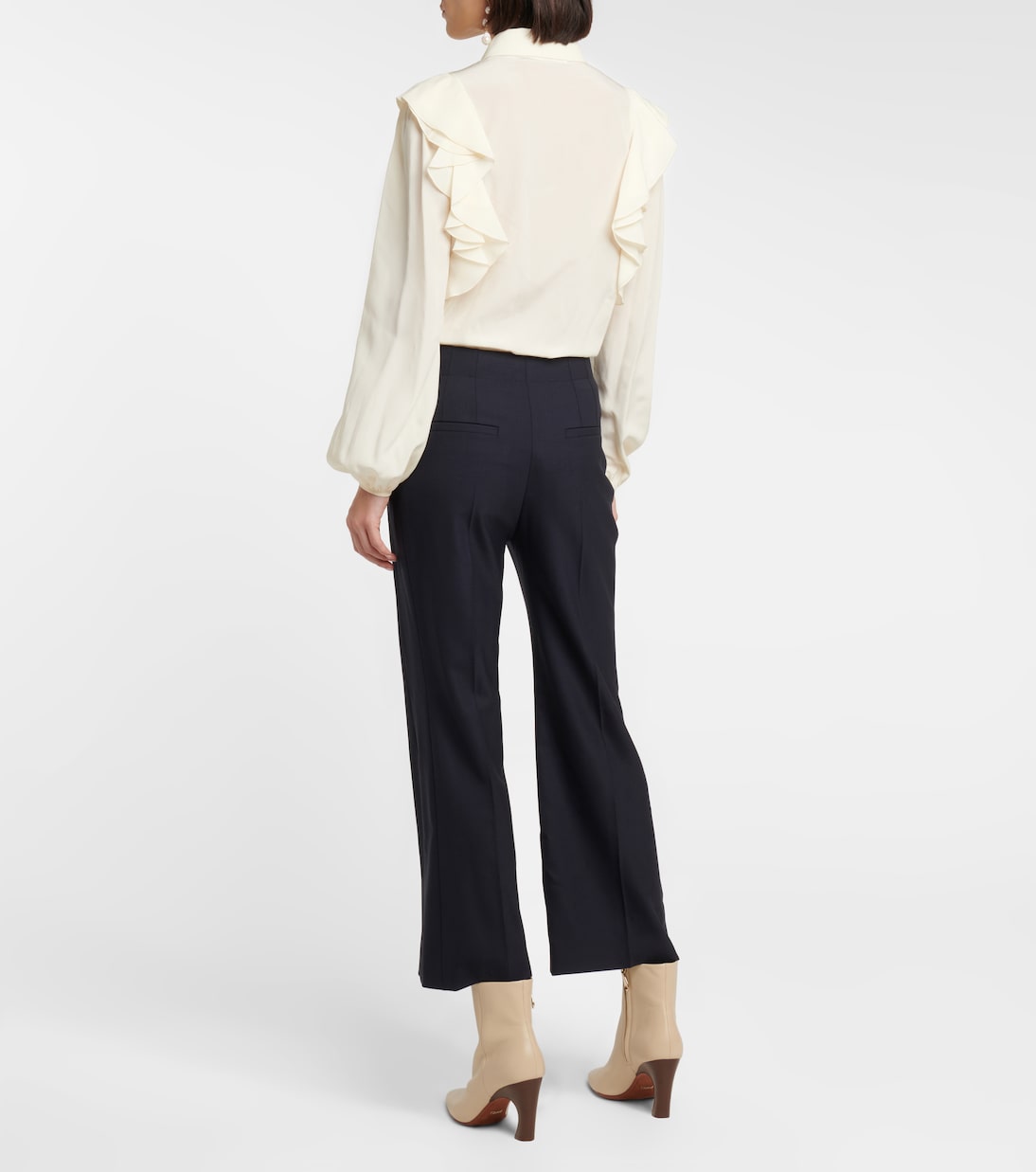 Pantaloni flared in lana a vita alta | Chloé