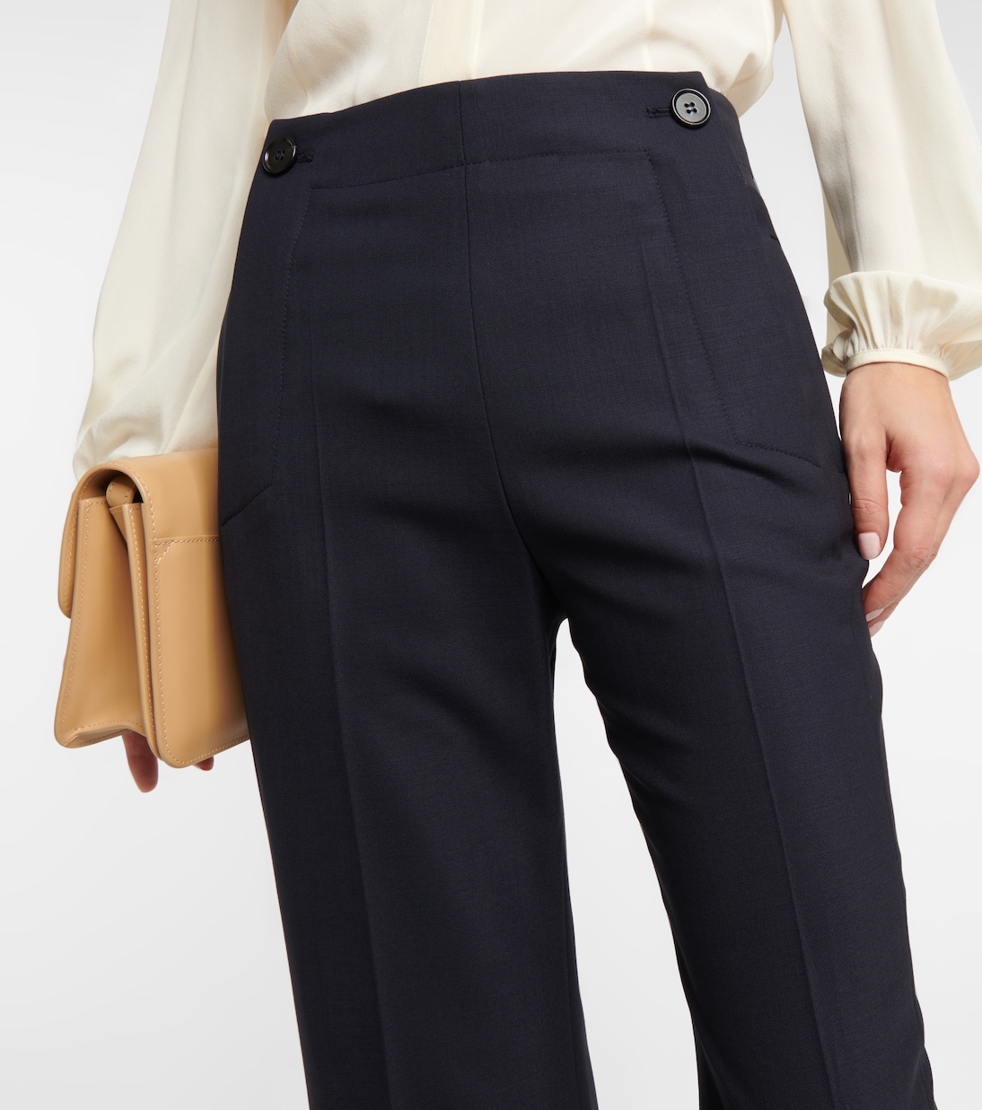 Pantaloni flared in lana a vita alta | Chloé