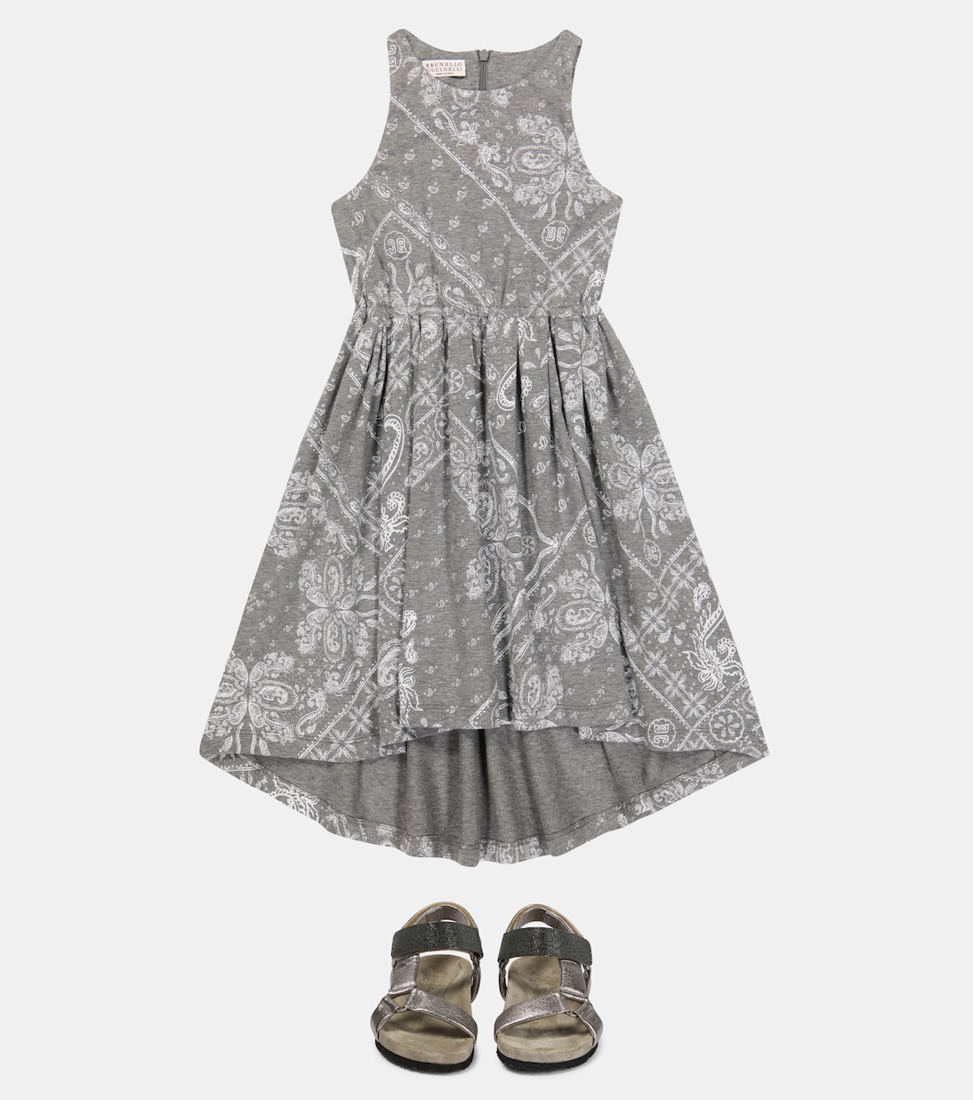 Abito in cotone con stampa | Brunello Cucinelli Kids