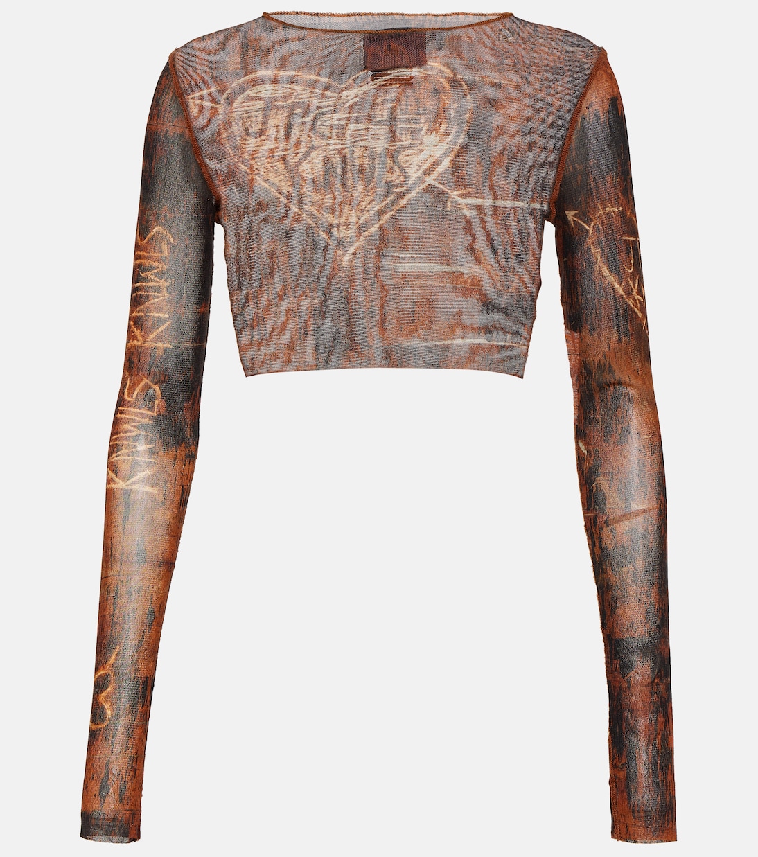 x KNWLS printed mesh crop top    | Jean Paul Gaultier