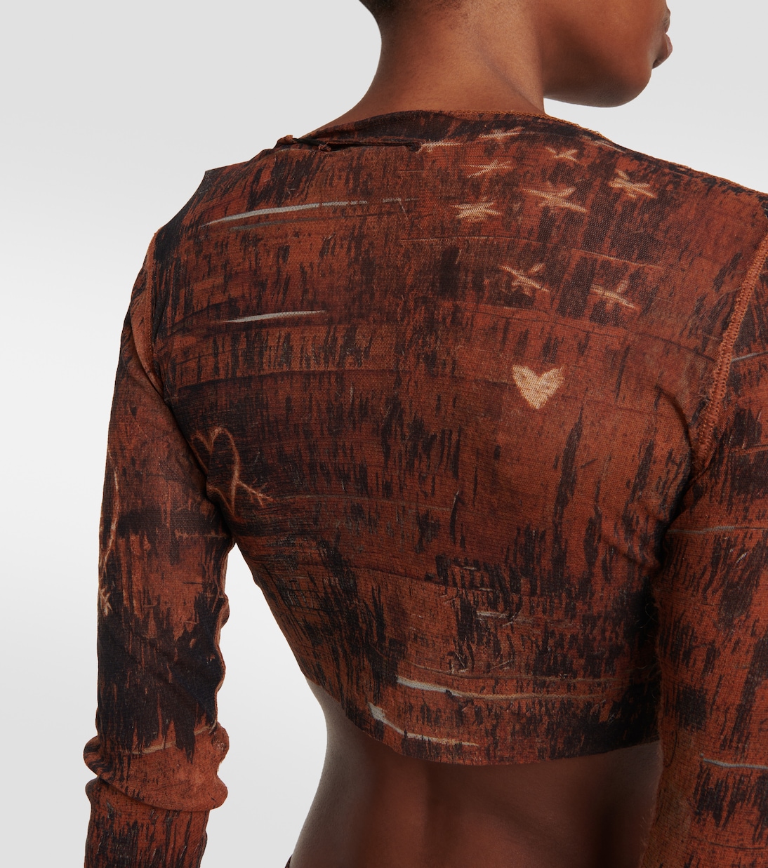 x KNWLS printed mesh crop top    | Jean Paul Gaultier