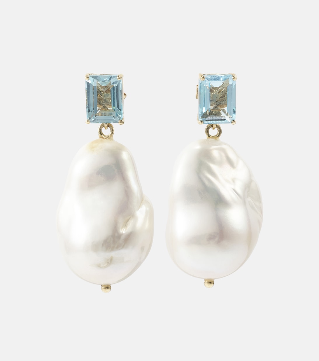 Ohrringe aus 14kt Gelbgold mit Topas und Barockperlen  | Mateo