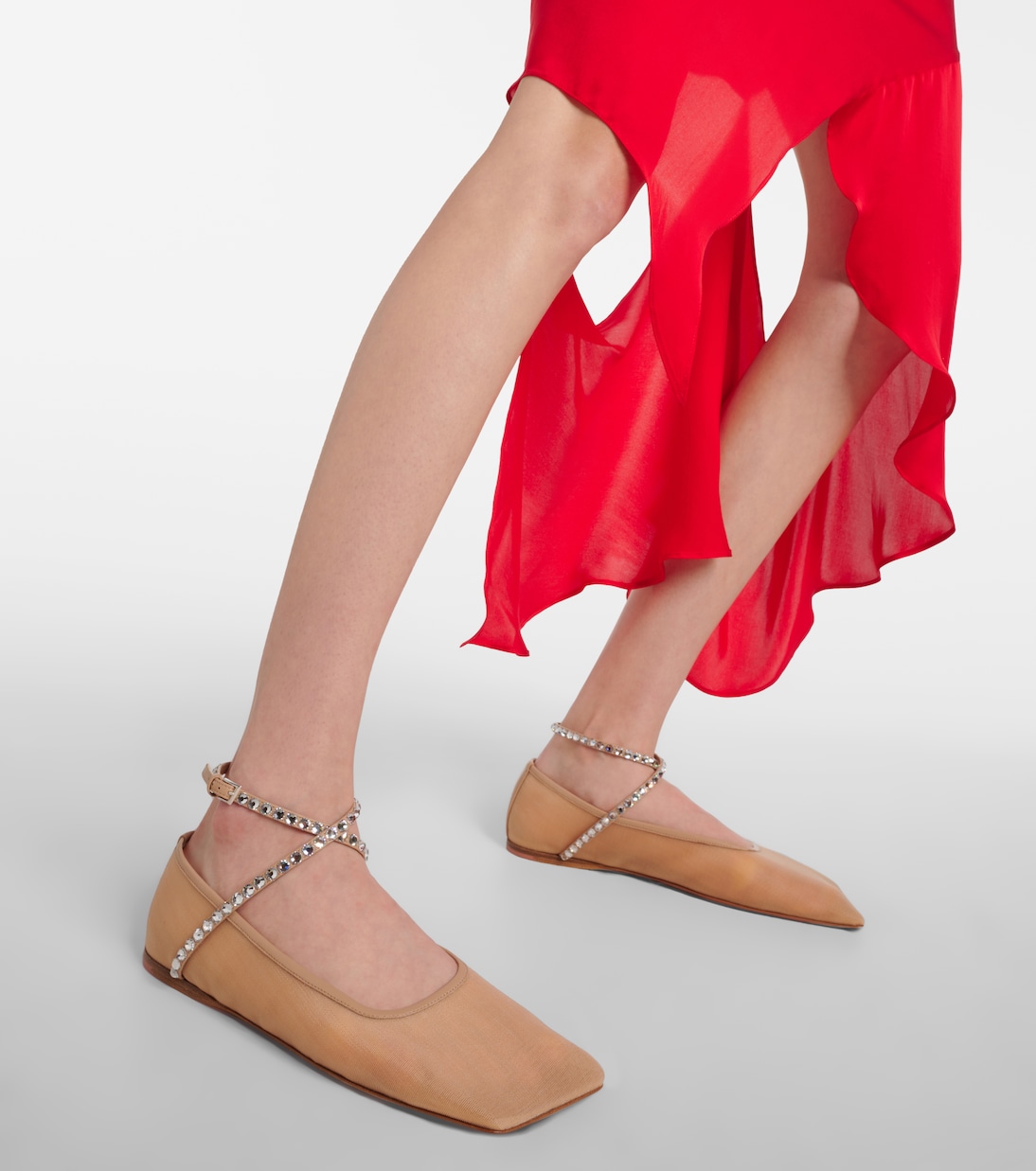 Ane embellished mesh ballet flats | Amina Muaddi