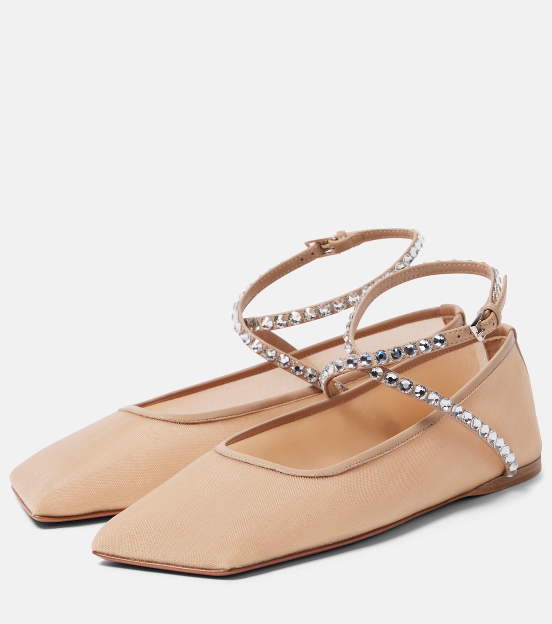 Ane embellished mesh ballet flats | Amina Muaddi