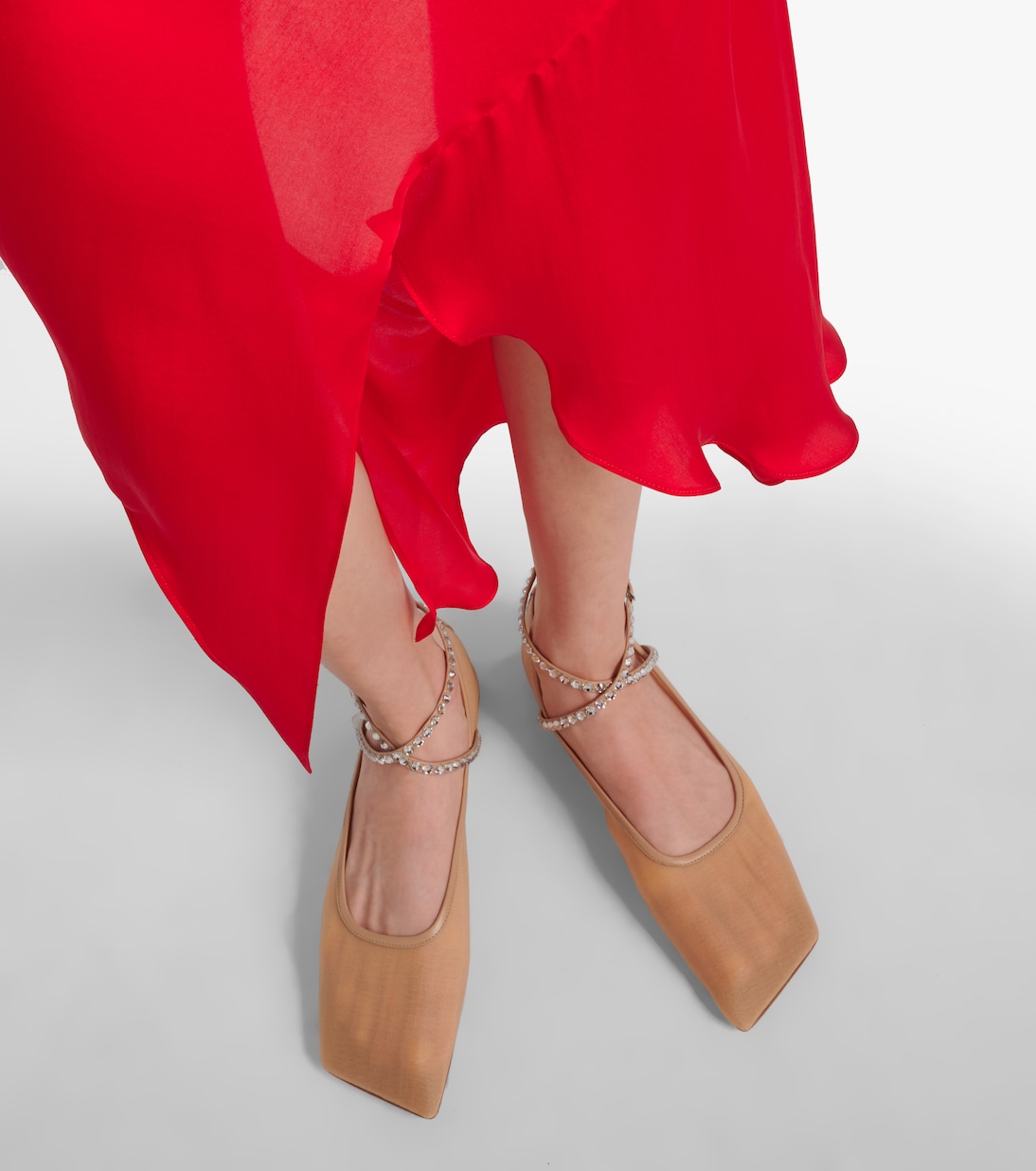 Ane embellished mesh ballet flats | Amina Muaddi