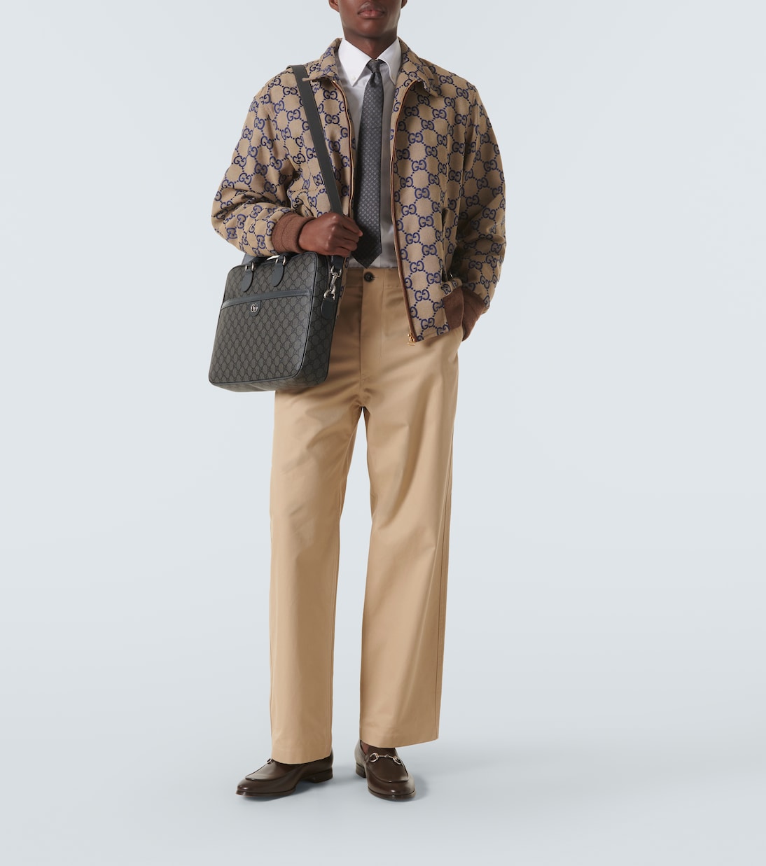 GG Supreme leather-trimmed briefcase | Gucci