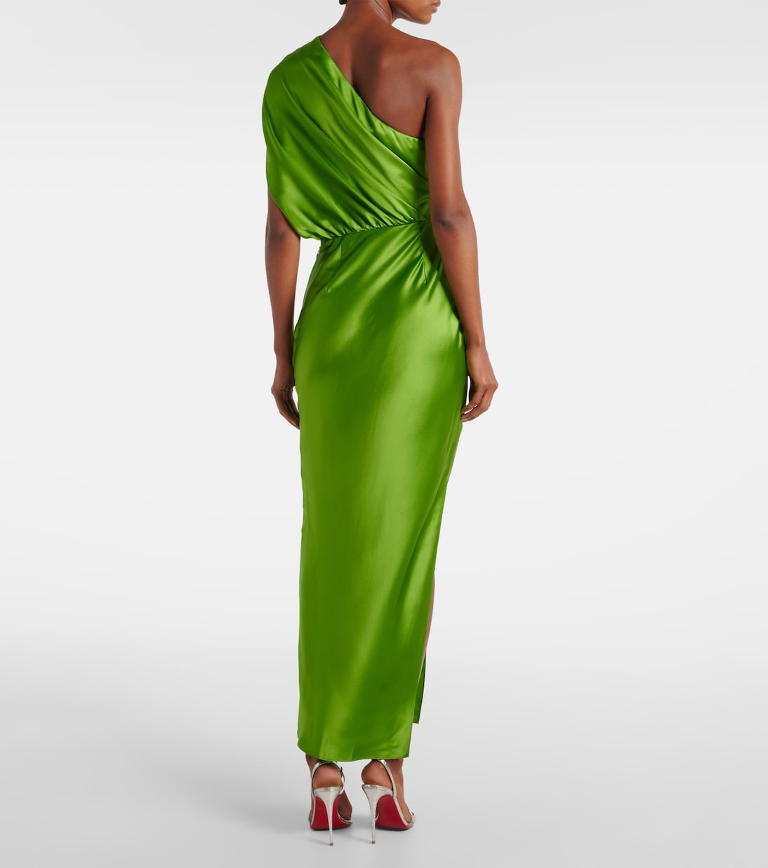 Draped one-shoulder silk maxi dress | The Sei