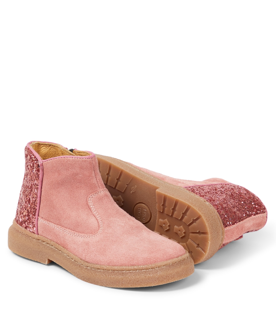 Ankle Boots Trix Back aus Veloursleder mit Glitter | Pom d'Api