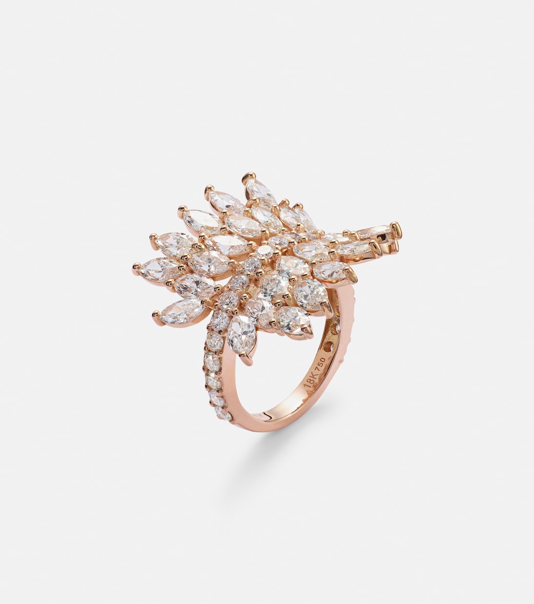 خاتم من الذهب الوردي 18 قيراط مع الألماس Marquise Butterfly  | Shay Jewelry
