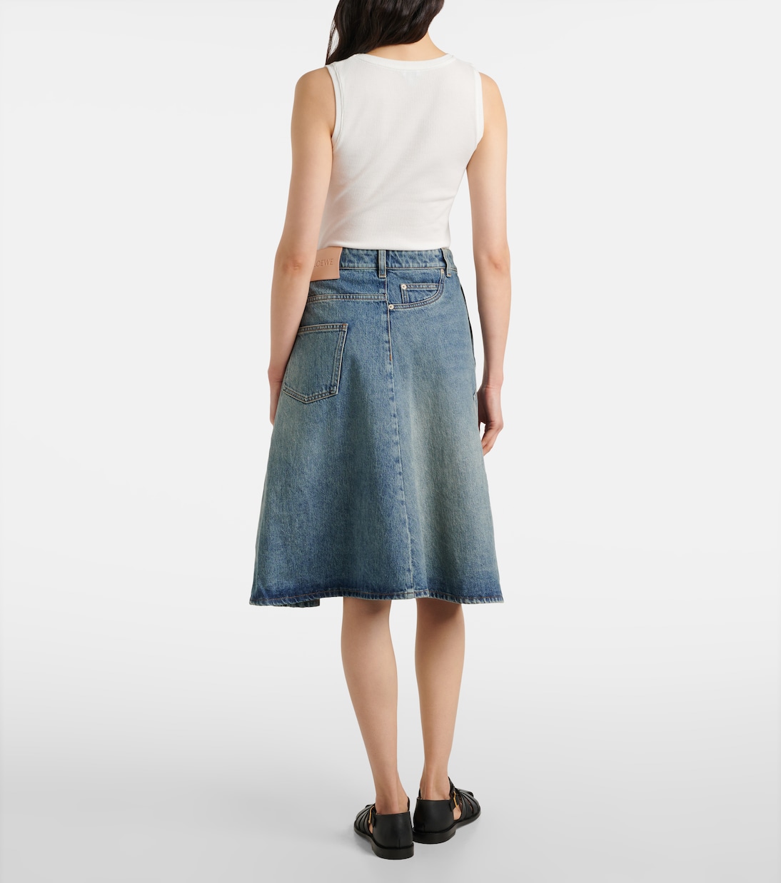 Falda midi en denim deconstruida | Loewe