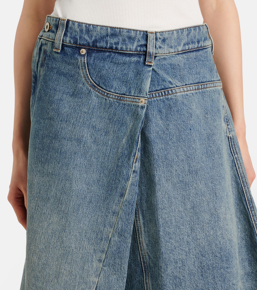 Falda midi en denim deconstruida | Loewe