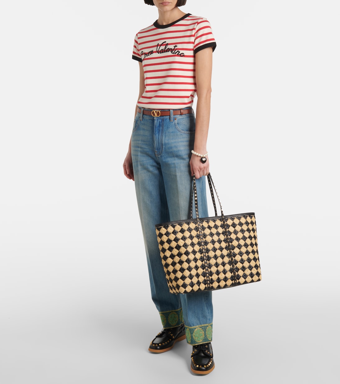 Rockstud Large checked tote bag | Valentino Garavani