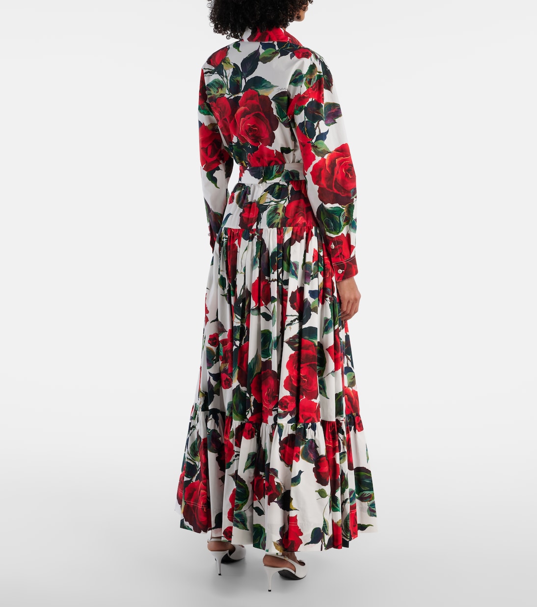 Gonna lunga in cotone con stampa floreale | Dolce&Gabbana
