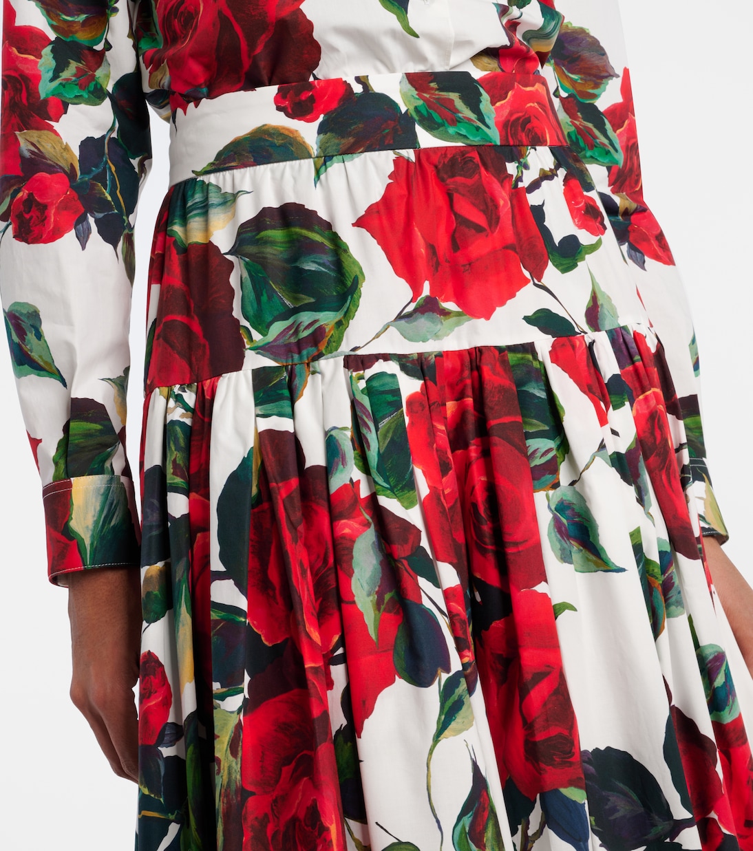 Gonna lunga in cotone con stampa floreale | Dolce&Gabbana