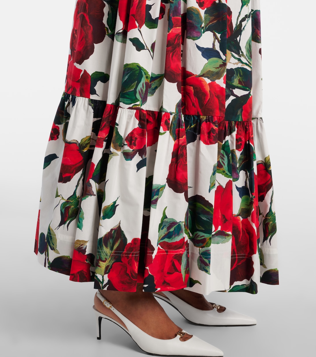 Gonna lunga in cotone con stampa floreale | Dolce&Gabbana