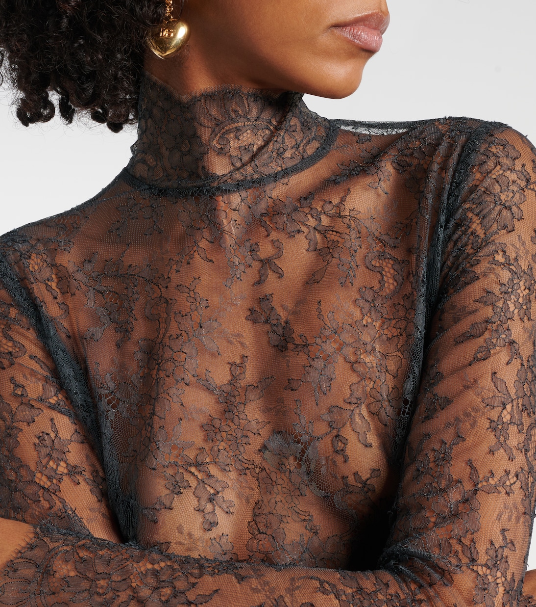 Top a collo alto in pizzo trasparente | Dolce&Gabbana