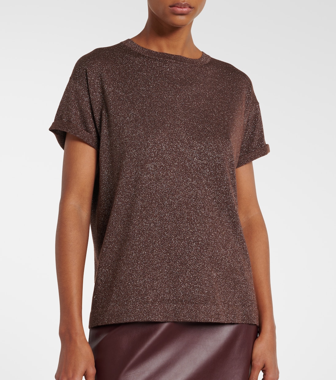 Top in lamé di misto cashmere e seta | Brunello Cucinelli