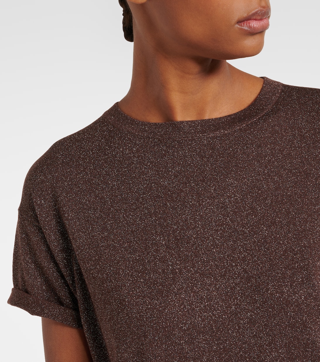Top in lamé di misto cashmere e seta | Brunello Cucinelli